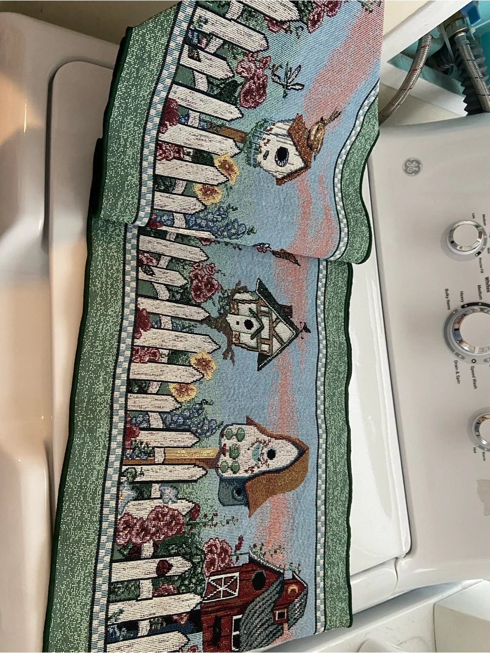 Vintage Table Expressions Decorative Table Runner - Garden Birdhouse Design
